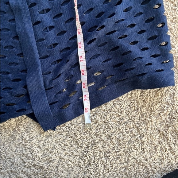 Milly Navy Pointelle Hole Silk Cardigan - Picture 9 of 12